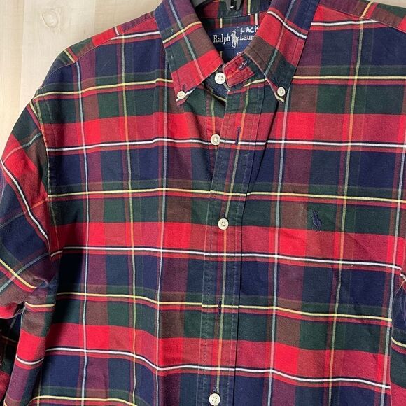 Ralph Lauren red plaid long sleeve button down‎ shirt, size 12 - Picture 4 of 14